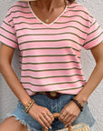 Stripe V-Neck Short Sleeve T-Shirt