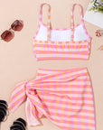 Azaria 3pcs Gingham High Waist Bikini & Sarong