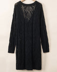 Solid Openwork Knit Button-Up Cardigan