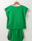 Araceli Two Tone Textured Tee and Shorts Set