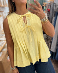 Bow Tie Pleated Tank Top