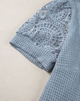 Ivey Plus Size Textured Knit Lace Sleeve Top