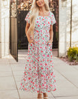 Molly Floral Square Neck Empire Waist Tiered Maxi Dress