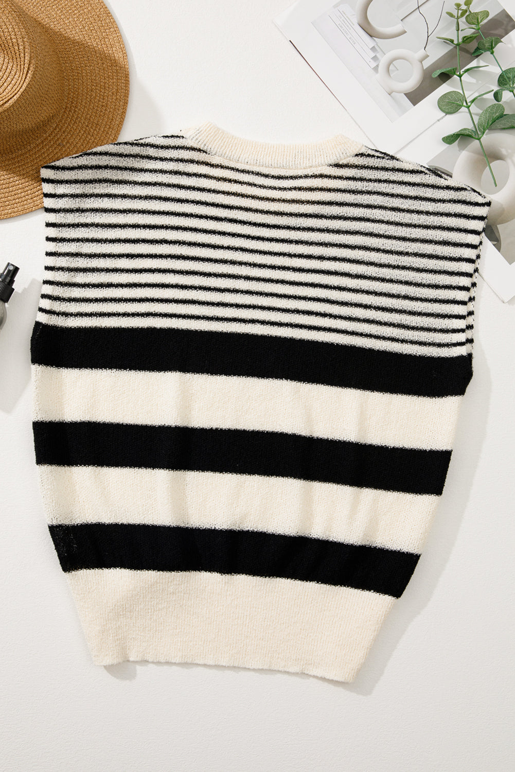 Irene Striped O Neck Sweater Vest
