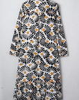 Abstract Floral V-Neck Long Sleeve Maxi Dress