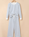 Stripe Long Sleeve Top and Drawstring Pants Set