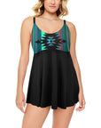 Teal Aztec Swim Dress & Shorts Set