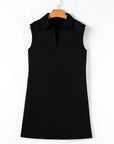 Kyla Collared Slit Neck Sleeveless Mini Dress