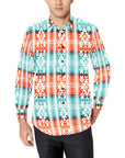 Turquoise Orange Aztec Unisex Western Button UP Shirt