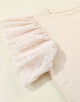 Dotted Mesh Ruffle Sleeve Top