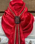 35X35" Solid Electric Red Wild Rag / Scarf - Leather Slide and Bolo Tie