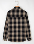 Plaid Double Flap Pocket Brushed Shacket