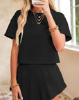 Cropped Tee and Ruffle High Waist Skort Set
