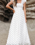Sarai Polka Dot Smocked Maxi Dress