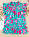 Alexia Ruffled Flutter Sleeve Ruched Blouse