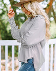 Skye Smocked Cuffed Striped Boyfriend Shirt with Pocket