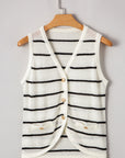 Nola Stripe Buttoned V Neck Vest