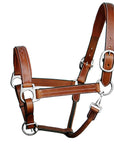 ExionPro Triple Stitched Leather Halter - Brass Nickel Hardware