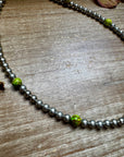 Silver-Plated Chain Necklace – 6mm Beads & 8mm Green Variscite – 18.5"