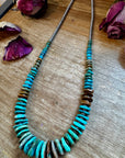 Tri-Color Turquoise & Hematite Necklace – 23"