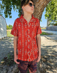 Rust Aztec Men's Western Camp Shirt