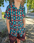 Jade Aztec Men's Western Camp Shirt