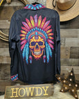 Indian Skull Unisex Western Button Up Shirt