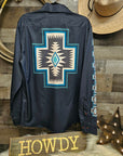 Southwestern Cross Unisex Western Button Up