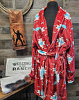 Burgundy Aztec Women's Western Bath Robe