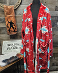 Burgundy Aztec Women's Western Bath Robe