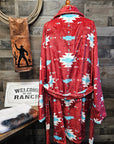 Burgundy Aztec Women's Western Bath Robe