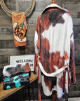 Sample Sale Brown Cowhide Print Women's Western Bath Robe size LARGE