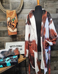 Sample Sale Brown Cowhide Print Women's Western Bath Robe size LARGE