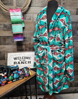 Teal Aztec Women's Western Bath Robe