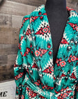 Teal Aztec Women's Western Bath Robe