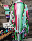 Sample Sale Turquoise Serape Women's Western Bath Robe size LARGE