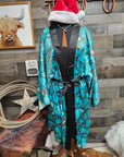 All Turquoise Women's Lounge Kimono Robe