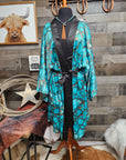 All Turquoise Women's Lounge Kimono Robe