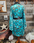 All Turquoise Women's Lounge Kimono Robe