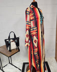 Southwestern Aztec Long Shirt Dress Duster
