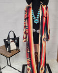Southwestern Aztec Long Shirt Dress Duster