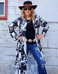 Black White Cowboy Western Duster Dress