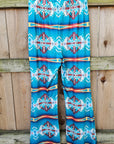 Teal Aztec Flare Pants