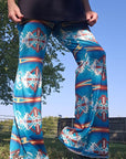 Teal Aztec Flare Pants