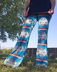 Teal Aztec Flare Pants