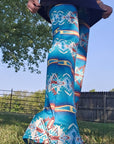 Teal Aztec Flare Pants