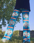 Teal Aztec Flare Pants