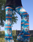 Teal Aztec Flare Pants