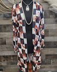 Checkered Western Lightweight Cardigan