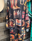 Vintage Cowboy Collage Western Lightweight Cardigan